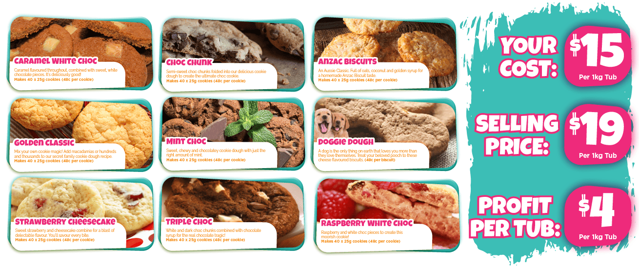 Billy G’s Cookie Dough additional DL image flavours | Fundraising Directory